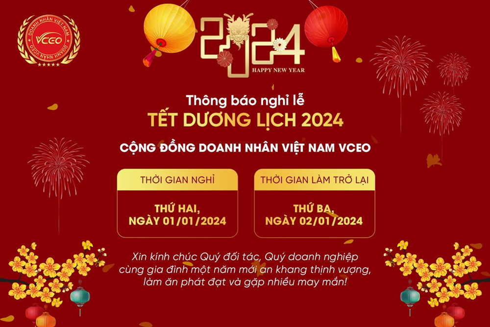 VCEO thông báo nghỉ Tết Dương lịch năm 2024